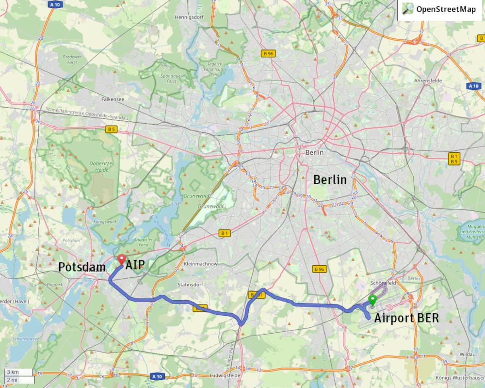 Openstreetmap directions BER AIP